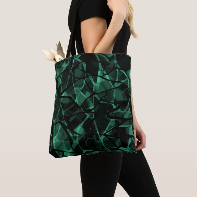 Seamless liquid wavy abstract black navy marble tote bag (Close Up)