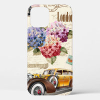 Seamless London vintage background with retro car,