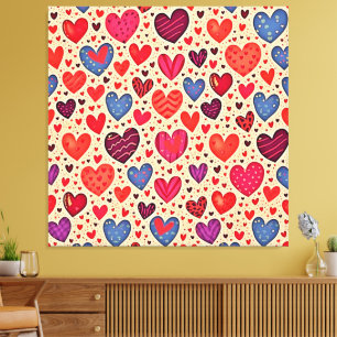 Seamless Love Heart Pattern Art Canvas Print