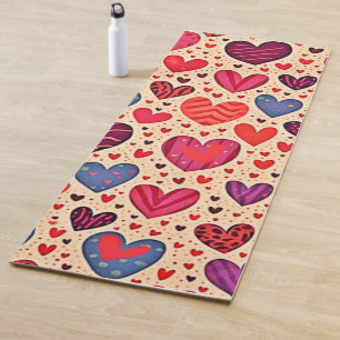 Seamless Love Heart Pattern Art Yoga Mat