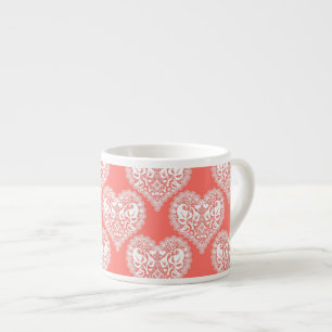 Seamless love Valentines Day white lacy lace heart Espresso Cup