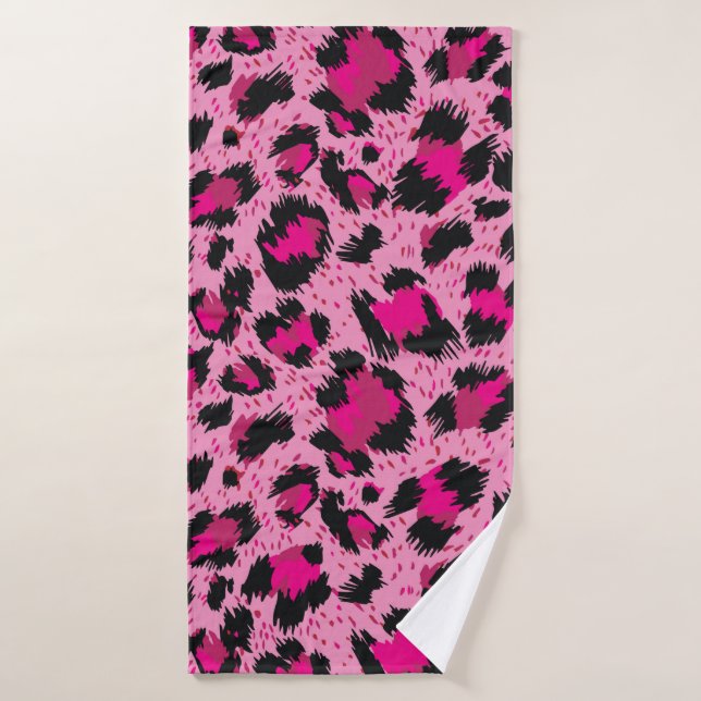 Seamless luxury pink leopard pattern. bath towel (Bath Towel)