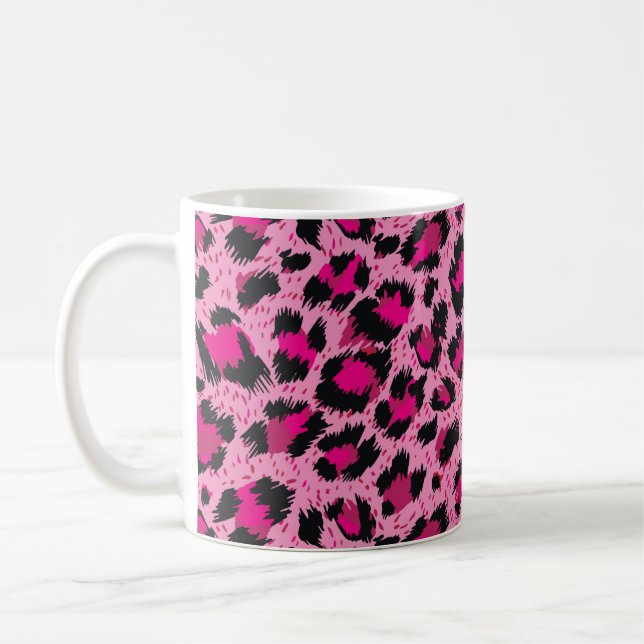 Seamless luxury pink leopard pattern. coffee mug (Left)