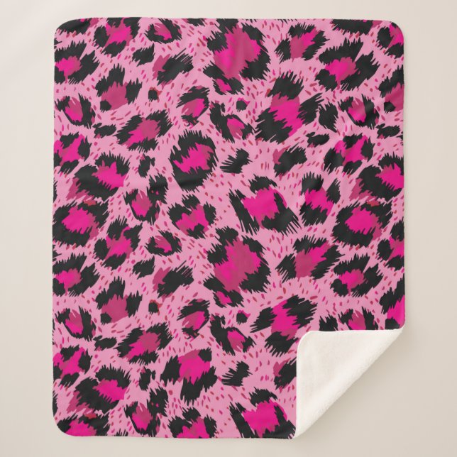 Seamless luxury pink leopard pattern. sherpa blanket (Front)