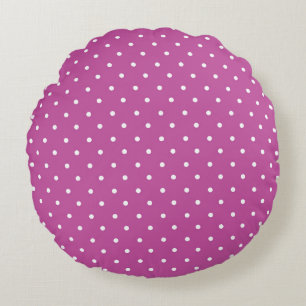 Seamless magenta background polka dot pattern round cushion