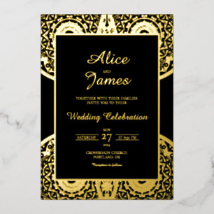 Seamless Mandala Elegant Black Gold Foil Wedding