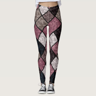 Seamless marble granite stone tile pattern retro v leggings