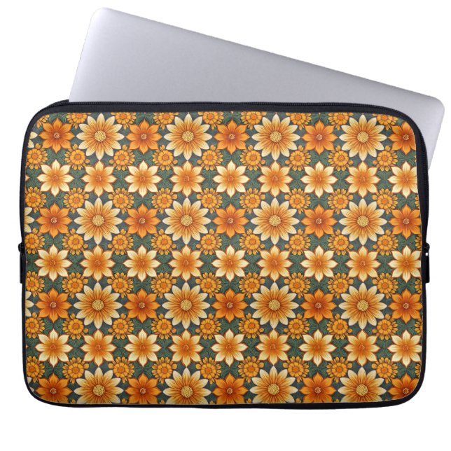 Seamless Marigold Flower Pattern Laptop Sleeve (Front)