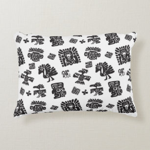 Seamless maya pattern. Black and white ethnic elem Decorative Cushion