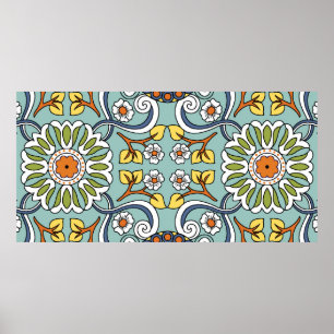 Seamless medallion Vintage multi color pattern in Poster