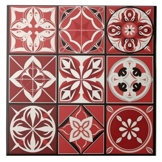 Seamless Mediterranean Ceramic Tile: 9 Mini Tiles (One ceramic tile printed with nine small motifs. Tiles sold individually.)