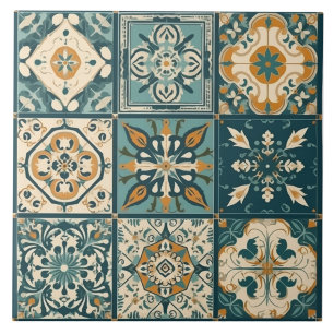 Seamless Mediterranean Ceramic Tile: 9 Mini Tiles