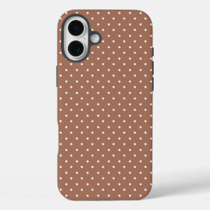 Seamless medium brown polka dot  pattern iPhone 16 plus case
