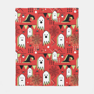Seamless memphis geometric of ghost for halloween fleece blanket