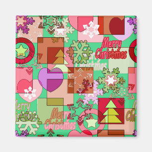Seamless Merry Christmas geometric shapes pattern Magnet