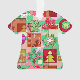 Seamless Merry Christmas geometric shapes pattern Ornament