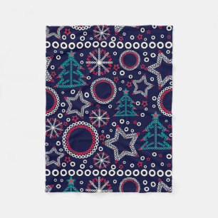 Seamless Merry Christmas ornamental decor tree sno Fleece Blanket
