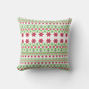 Seamless Merry Christmas ornamental snowflake Cushion