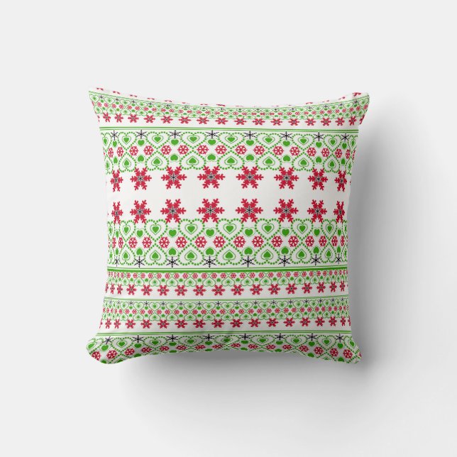 Seamless Merry Christmas ornamental snowflake Cushion (Front)