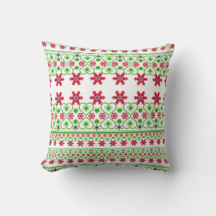 Seamless Merry Christmas ornamental snowflake hear Cushion