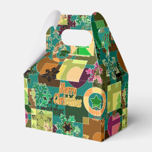 Seamless Merry Christmas Snowflake dark green colo Favour Box