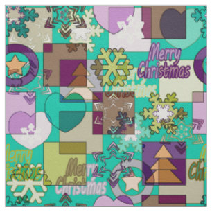 Seamless Merry Christmas snowflakes geometrical or Fabric