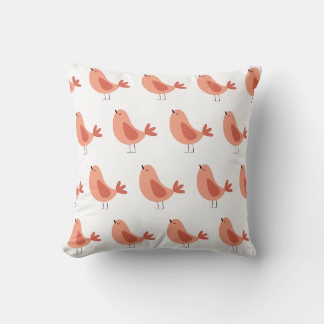 Seamless minimalist vector pattern of funny birds  cushion (Front)