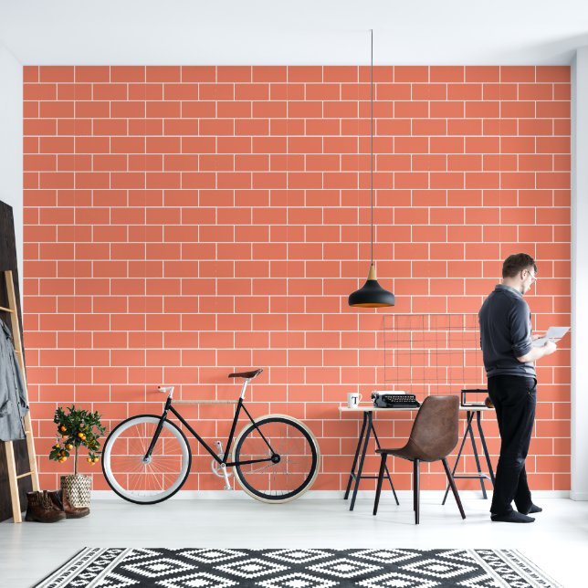 Seamless Modern Flat Brick Pattern Wallpaper (Living Room)