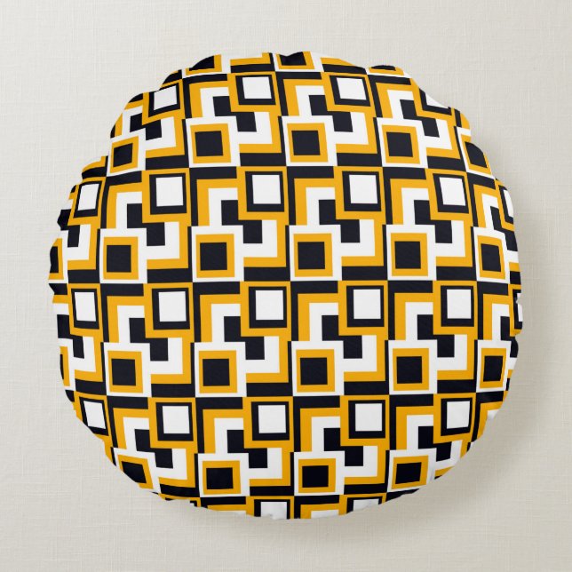 Seamless modern squares pattern round cushion (Front)