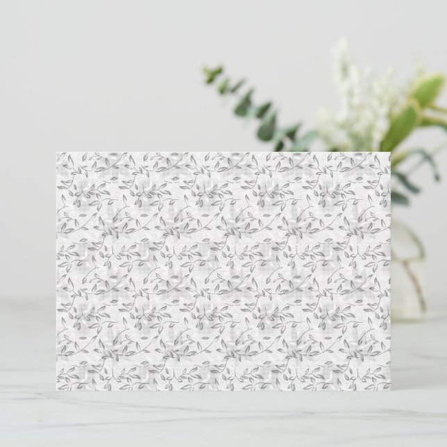 Seamless Monochrome Botanical Print Invitation (Standing Front)