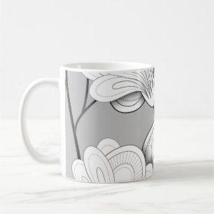 Seamless Monochrome Floral Pattern. Hand Drawn Flo Coffee Mug
