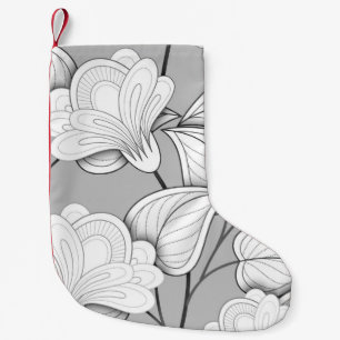 Seamless Monochrome Floral Pattern. Hand Drawn Flo Small Christmas Stocking