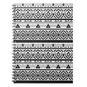 Seamless monochrome folk ethno pattern background notebook