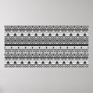 Seamless monochrome folk ethno pattern background poster
