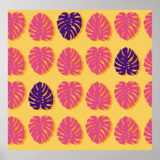 Seamless Monstera Hawaiian tropical plant design i Poster