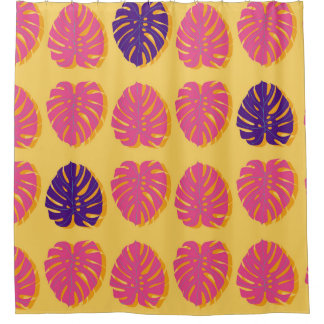 Seamless Monstera Hawaiian tropical plant design i Shower Curtain