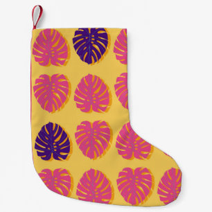 Seamless Monstera Hawaiian tropical plant design i Small Christmas Stocking