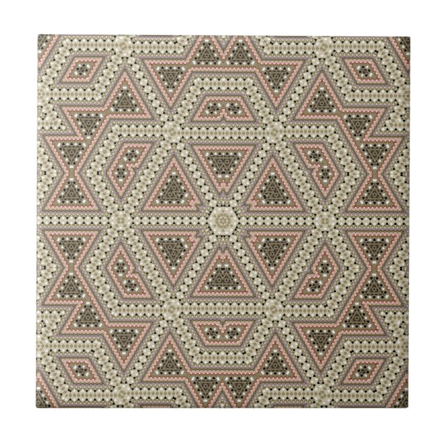 Seamless mosaic abstract kaleidoscope beige triang tile (Front)
