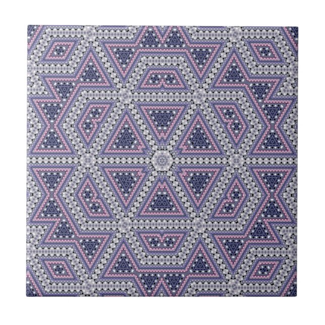 Seamless mosaic abstract kaleidoscope violet trian tile (Front)