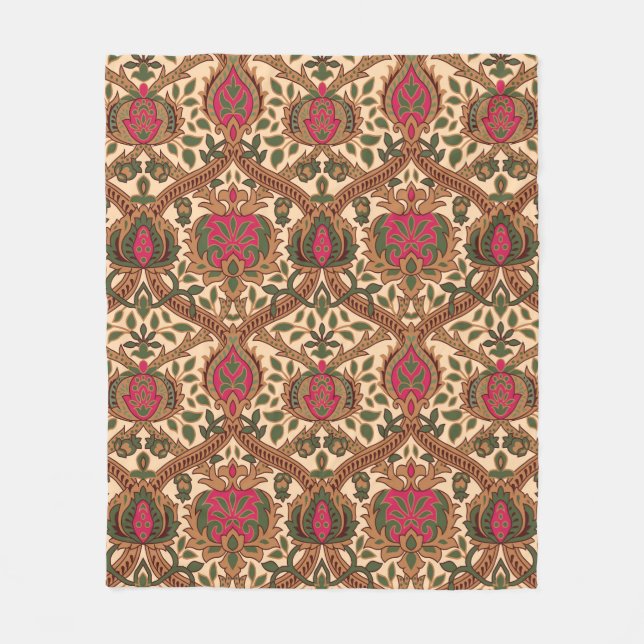 seamless mughal motif bunch  pattern background    fleece blanket (Front)