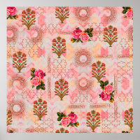Seamless mughal with floral floral pattern on digi
