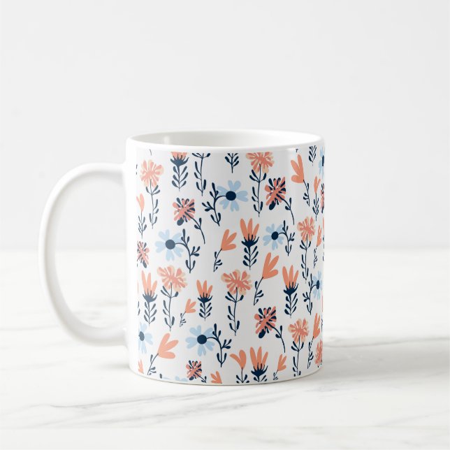 Seamless natural floral pattern, abstract flowers  coffee mug (Left)