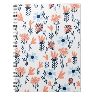 Seamless natural floral pattern, abstract flowers  notebook