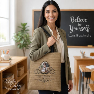 Seamless Natural Jute Burlap Fabric Texture Patter Tote Bag