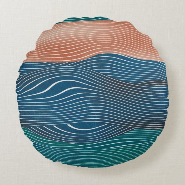 Seamless natural landscape hill pattern. Horizonta Round Cushion (Front)