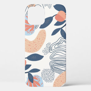 Seamless nature pattern. Abstract shapes, fruits a iPhone 12 Case