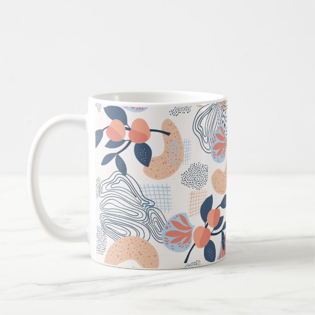 Seamless nature pattern. Abstract shapes, fruits a Coffee Mug (Left)