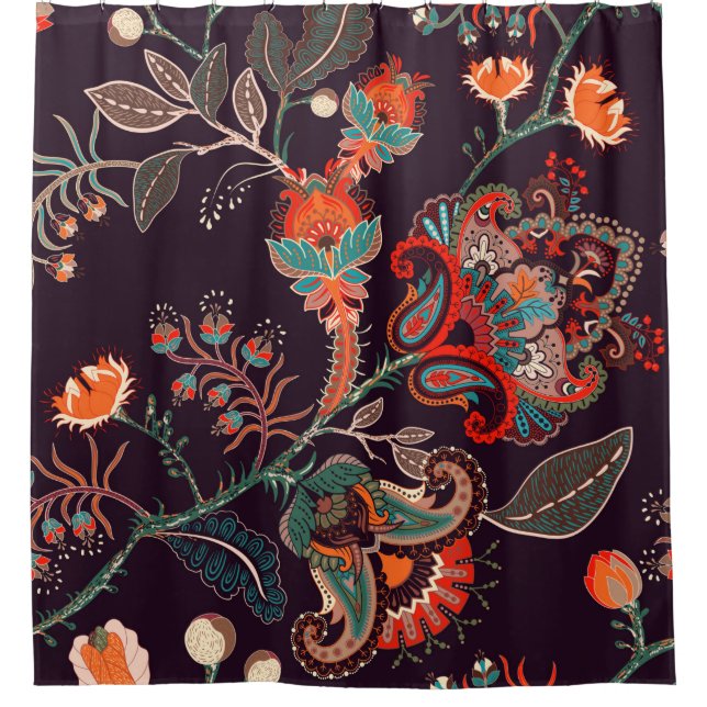 Seamless nature pattern. Background with big decor Shower Curtain (Front)