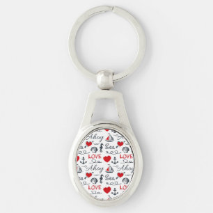 Seamless nautical pattern key ring
