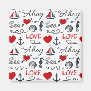 Seamless nautical pattern magnet